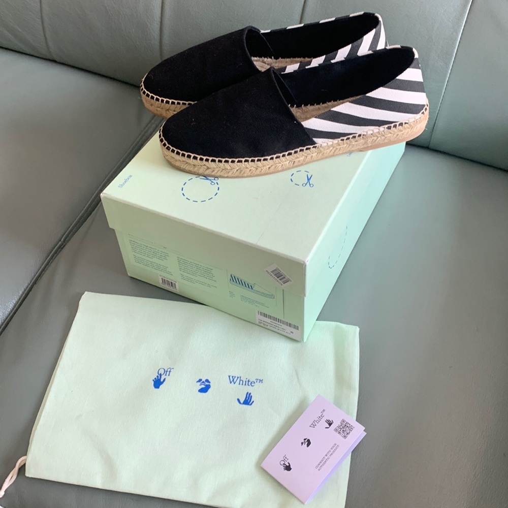 Off-White Stripes Espadrille Flat(Womens)